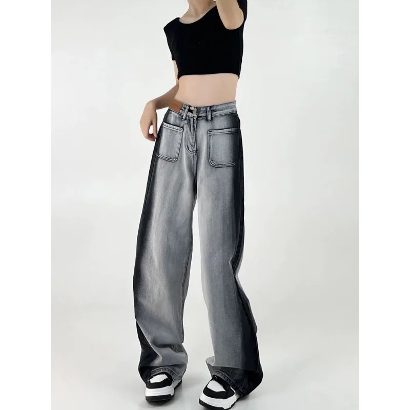 

QWEEK Y2k Oversized Jeans Woman Vintage Harajuku Baggy Korean Fashion Denim Pants Streetwear Spring Trousers Spliced Aesthetic