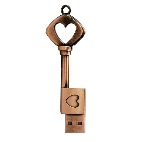 Imagen 2 del producto Unidad Flash USB con llave de corazón de Metal, unidad de bolígrafo de 128GB, 8GB, 16GB, 32GB, 64GB, Pendrive con cerradura de Metal, memoria CLE USB 256G, regalo de almacenamiento