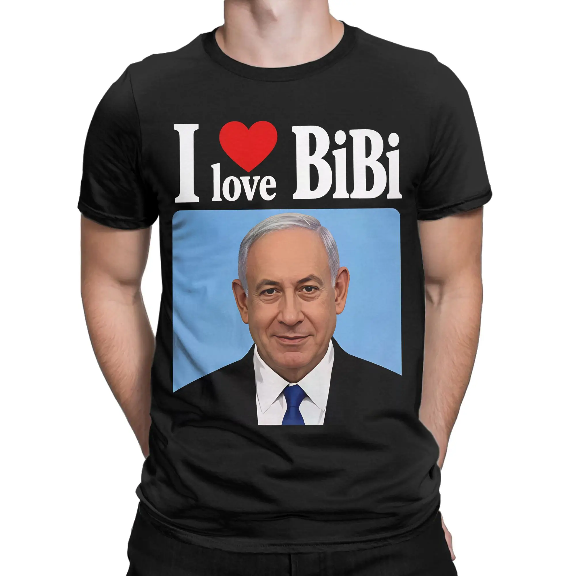I Love Bibi Benjamin Netanyahu T Shirt Fashion T Shirts Short Sleeves Vintage Tshirt Beach Pure Cotton Crewneck Plus Size Tees