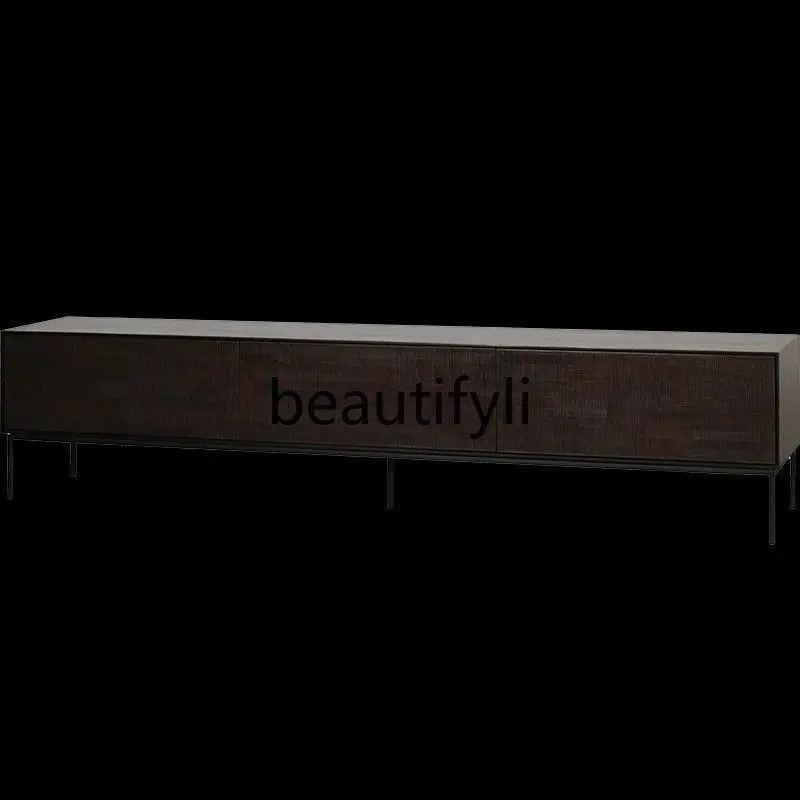 Nordic solid wood hand-carved TV cabinet wabi sandy wind retro old designer high-end audio-visual cabinet