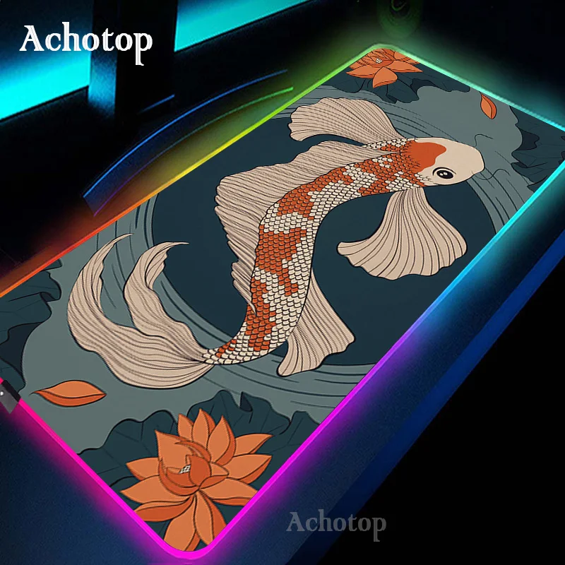 

Koi Fish Computer Mouse Pad Gamer Office Accessories for Desk Mat Yin Yang Mousepad Rgb Gaming Keyboard XXL Large Carpet 900x400