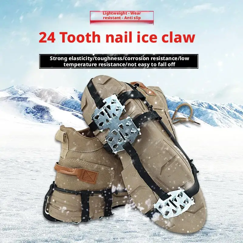 

1 Pair M L Crampons Shoes Cover 24 Teeth Anti-Slip Shoes Ice Climbing Boot Hiking Climbing Chain Ice Spikes Grips Gripper S Y2U3