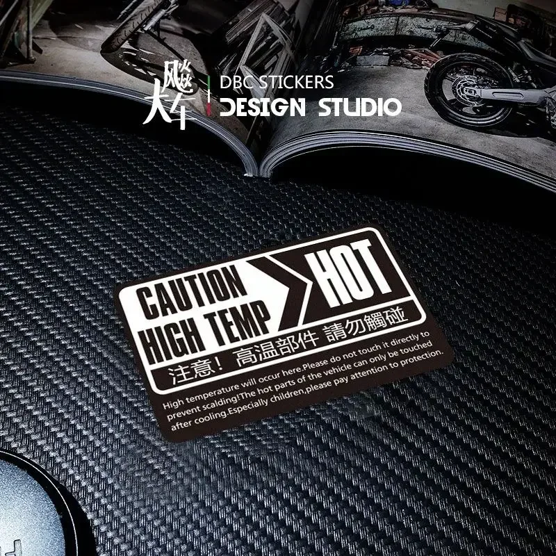 Warning stickers for high-temperature components of motorcycles - Anti scalding reminder stickers for engine exhaust pipes