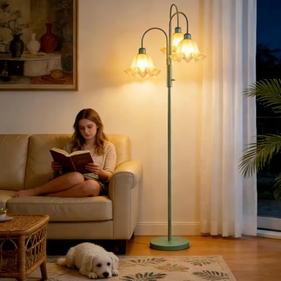 70IN Flower Floor Lamp for Living Room, 3 Light Dimmable Tree Floor Lamps with Bulb Included for Wedding/Party, Unique Floral T