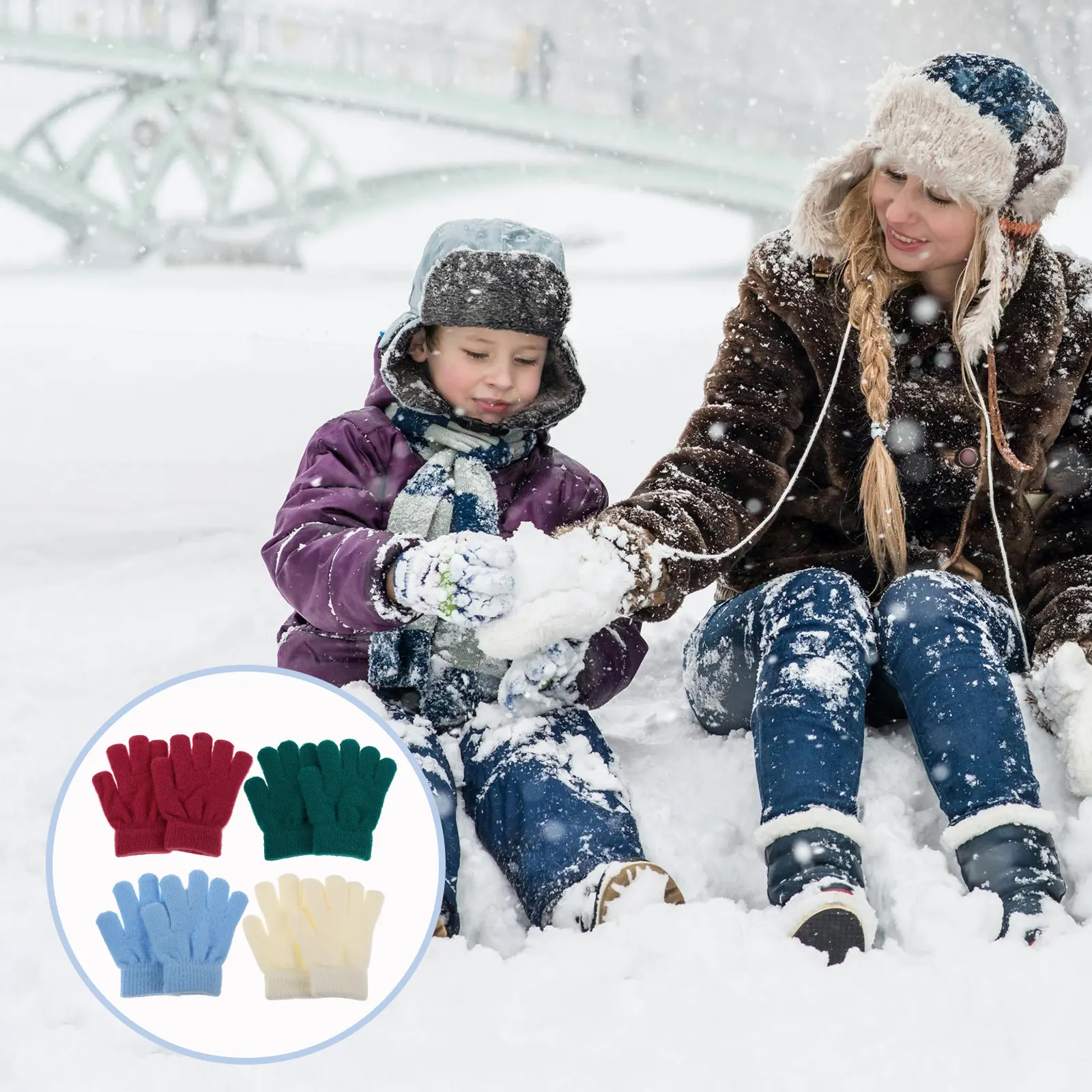 

4 пары детских вязаных перчаток для мальчиков, теплые, для холодной погоды, зимние, оптом