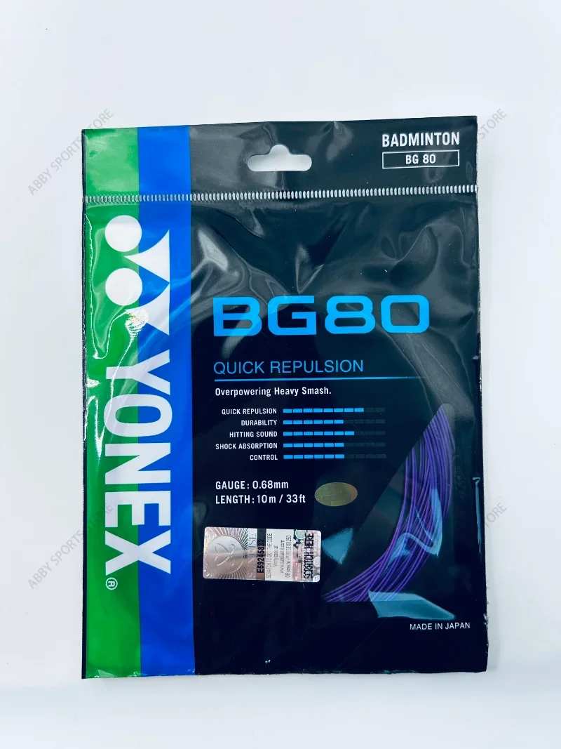 YONEX YY BG80 raket bulutangkis, senar raket Badminton kualitas tinggi, senar jaringan elastis dan tahan lama 0.68mm