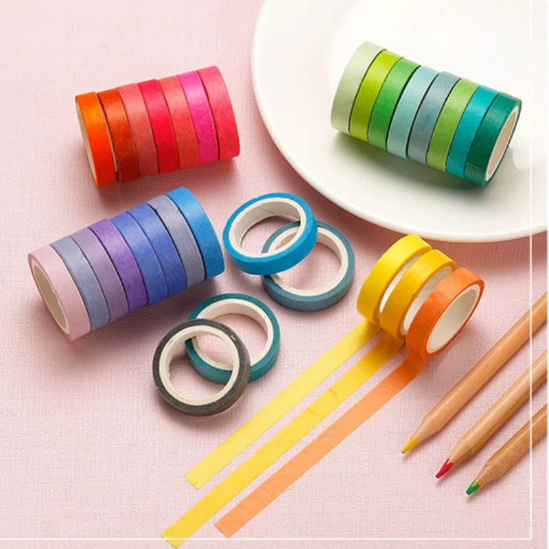 60 Rolls Per Box Rainbow Tape Diy Gift Packaging Photo Album Notebook Stationery Decoration Beautification Material Tape
