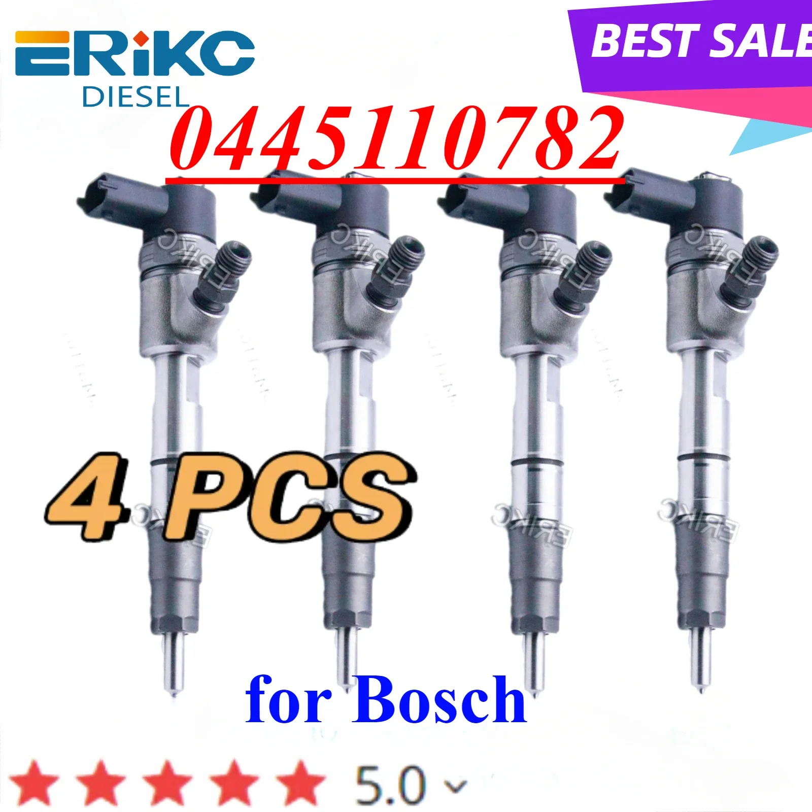 4 PCS 0445110782 Common Rail Diesel Injector 0 445 110 782 Automotive Parts Fuel Injector 0445 110 782 For Bosch