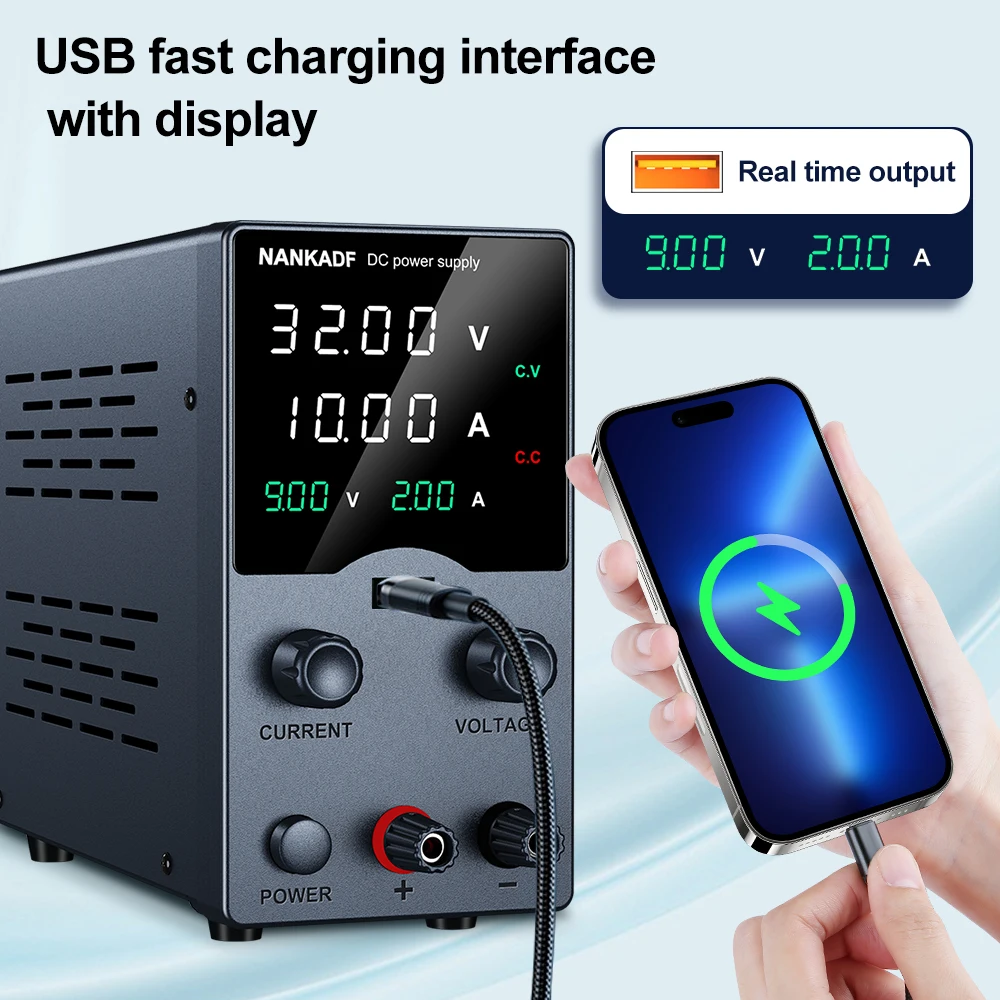 NANKADF lab DC Power Supply Adjustable USB charging display 30V 10A Power Supplies Voltage Regulator 60V 5A 120V 3A for repair