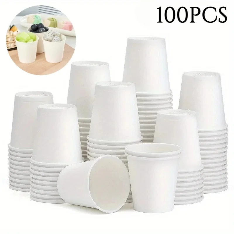 100PCS Disposable Small Paper Cups Supermarket Tasting Party Office Coffee Drinks Candies Hotel Mini Mouthwash Cup
