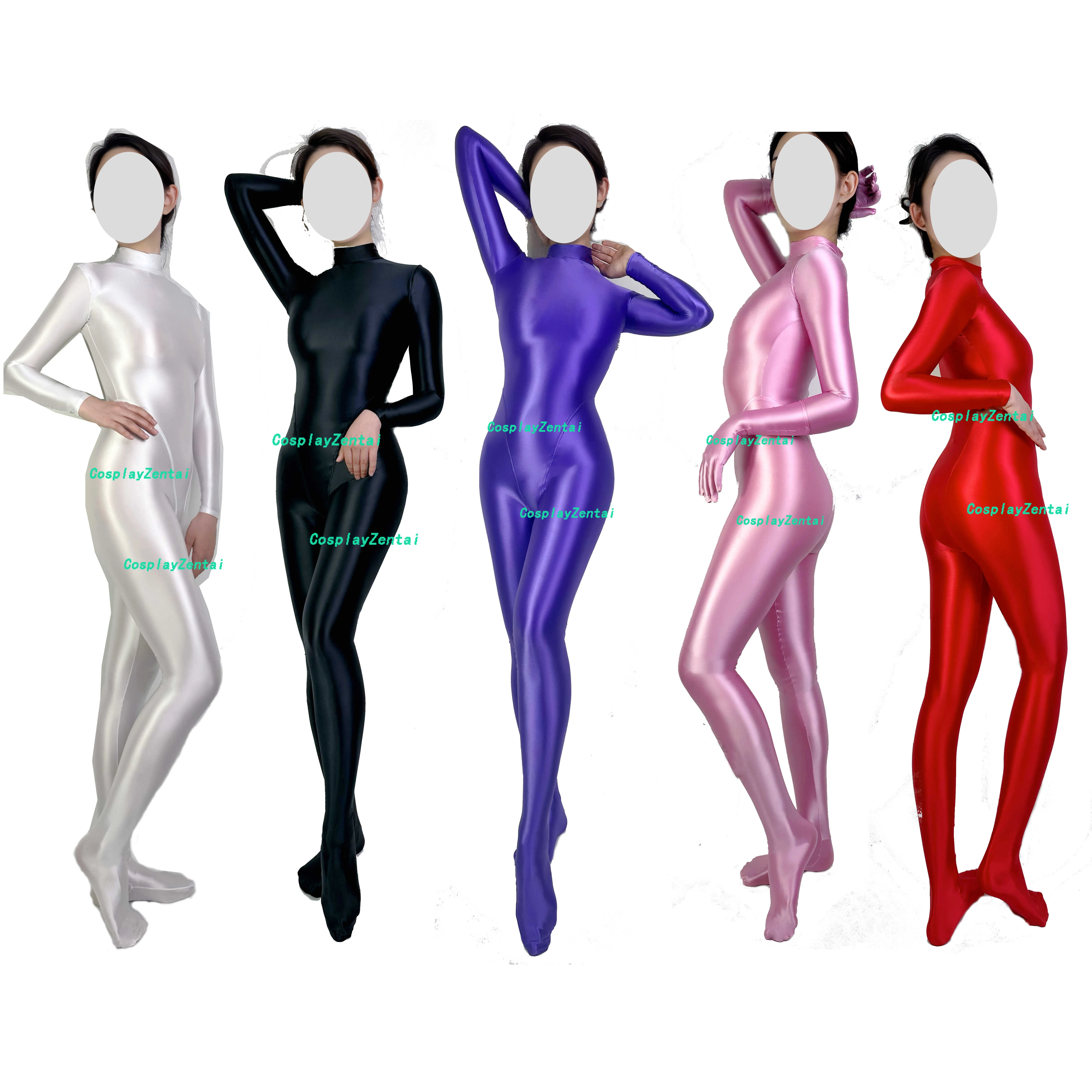 3D krawiectwo błyszczące jasne wysokiej jakości elastan Zentai body odpinane rękawiczki kostiumy na Halloween kobieta/mężczyźni Zentai Catsuit