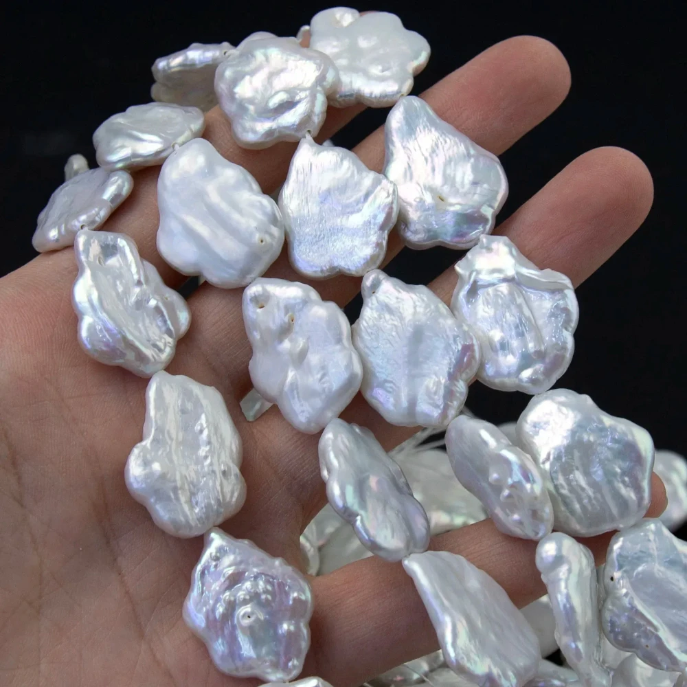 

17-19x20-25mm Natural Freshwater Pearl Beads White Plum Blossom Shape for Jewelry Making DIY Necklace Bracelets Accessories