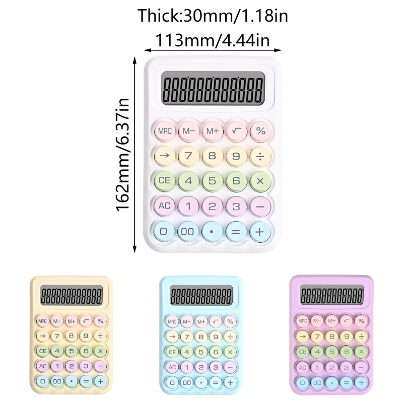 ADWE Calculadora LCD portátil 12 dígitos Pantalla fácil Base antideslizante Calculadora teclado mecánico para usos