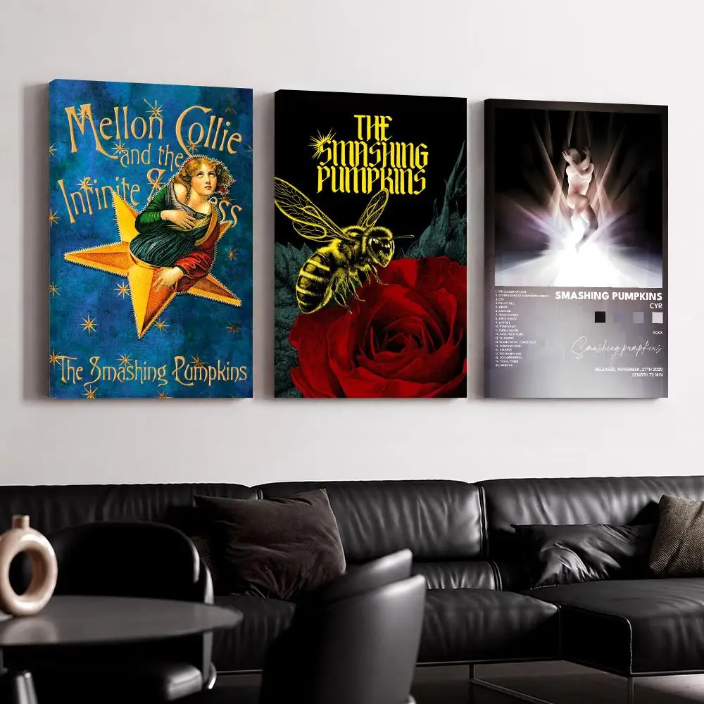 Band S-Smashing P-Pumpkins Framed Wall Painting Canvas Poster Ready to Hang Wall Art for Bedroom Living Room Home Decor Gift