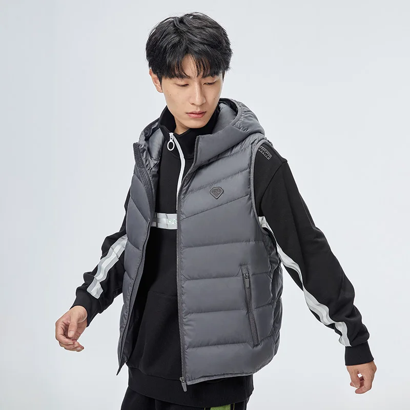 Chericom Winter Men's Short Casual Outfit Hooded Vest Down Jacket Splicing Fabric Fashion Light Sleeveless Jacket 289955