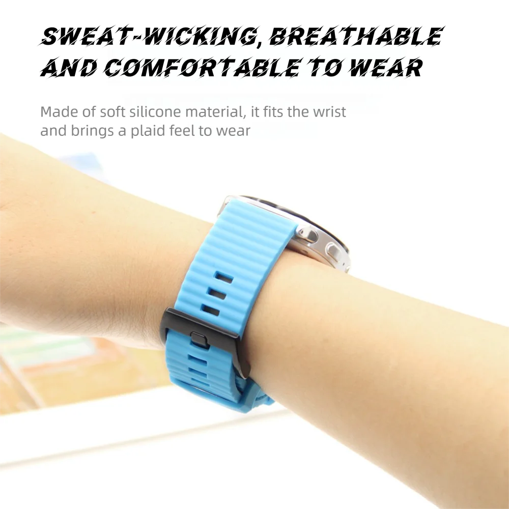 ลูปแบนด์สำหรับซัมซุงกาแล็กซี่วอทช์ 8 44 มม./40 มม.สายคล้องคอรูปแบบคลื่นซิลิโคนล้างทำความสะอาดได้กีฬาสมาร์ทวอท์ชผู้ชายผู้หญิง