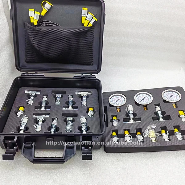 طقم اختبار قياس الضغط الهيدروليكي للحفارة العالمية 3 طقم مقاييس مع صندوق موصل المحملة المشترك
