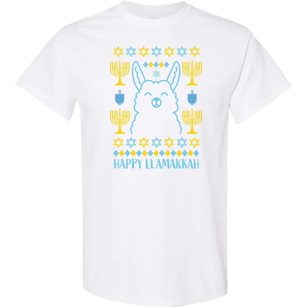 Hannukkah Happy with Menorah T-Shirt Unisex Men Creativity Style Sweatshirt Street Fashion New Casual Simple O-neck T Shirt