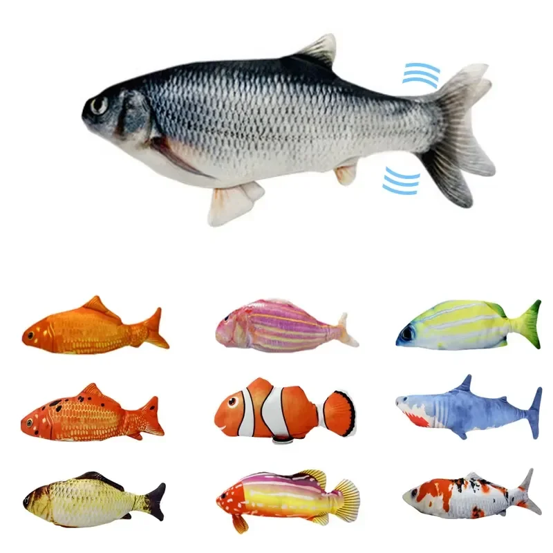 USB Electric Moving Fish Cat Toy for Cats with Catnip Dancing Flopping Kicker Simulation Interactive Floppy Fish Toy