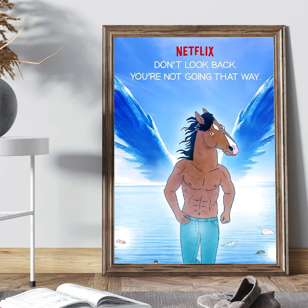 Funny BoJack  H-Horsemans   Poster Self-adhesive Art Poster Retro Kraft Paper Sticker Room Bar Cafe Vintage Decorative Painting