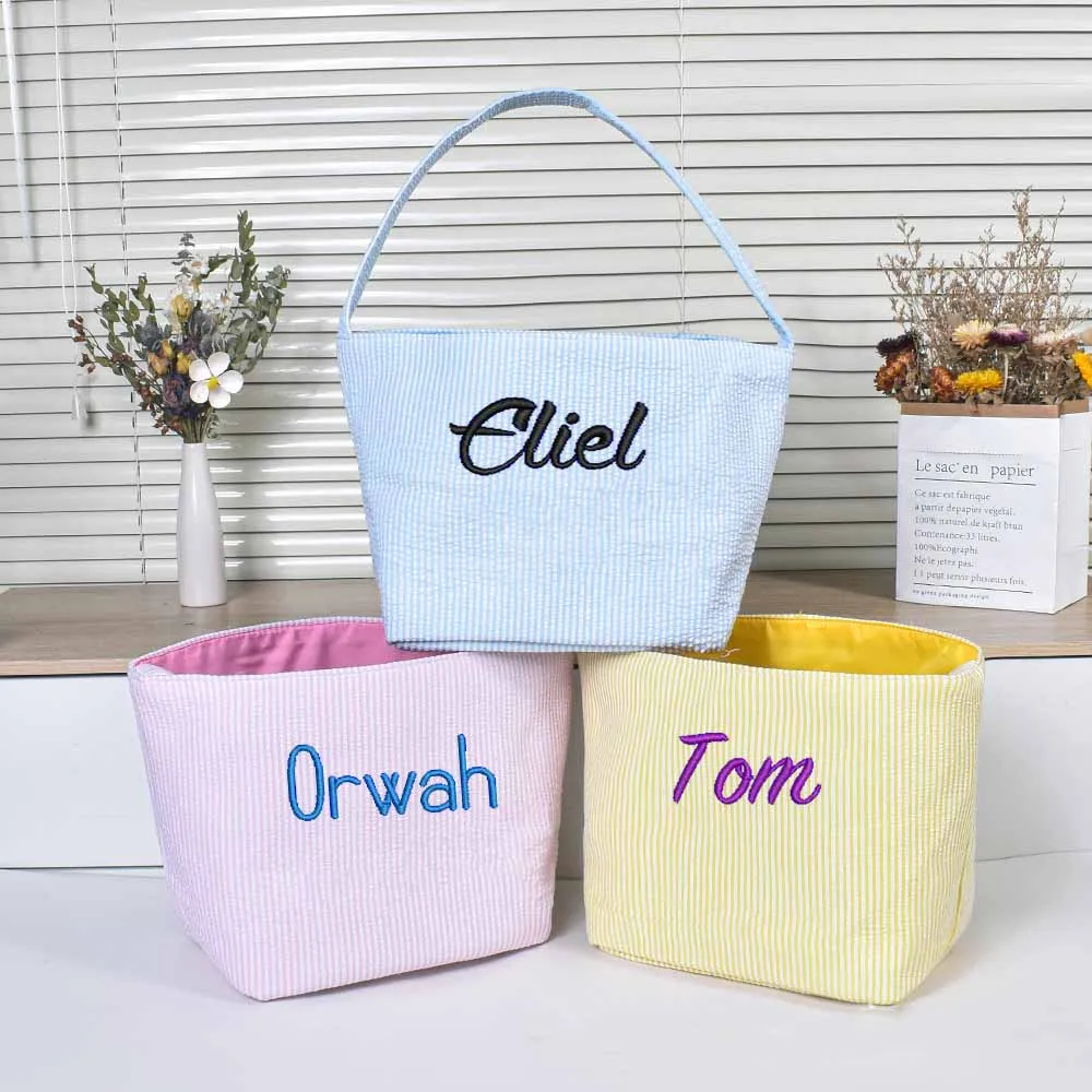 

Personalized Embroidered Easter Decorative Handbag , Custom Handheld Storage Bucket, Bubble Yarn Bucket, Handheld Candy Gift Bag