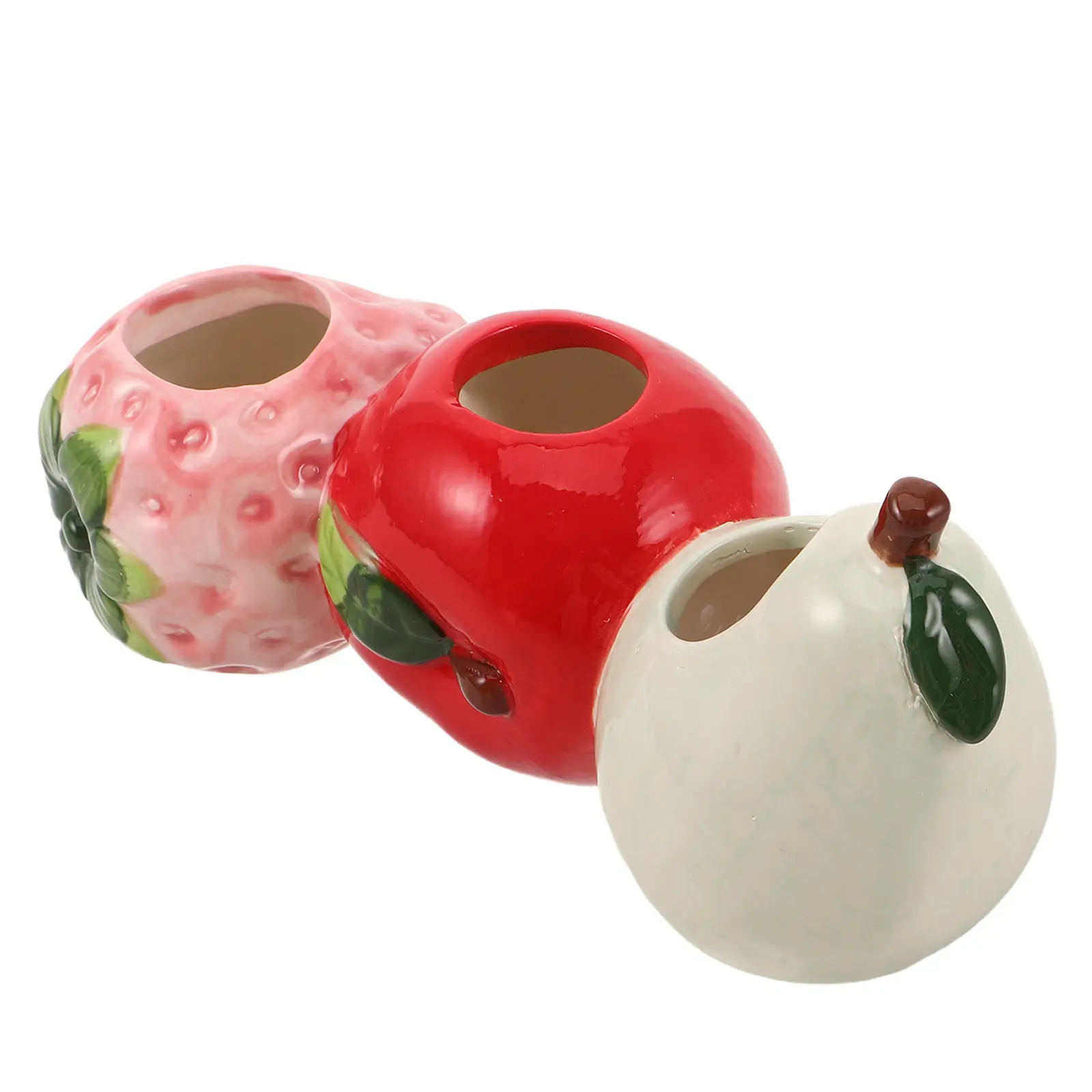 Fruit Shaped Ceramic Propagation Vase Creative Hydroponic Flower Planter for Tabletop Kitchen Shelf Dorm Room Decor Strawberry