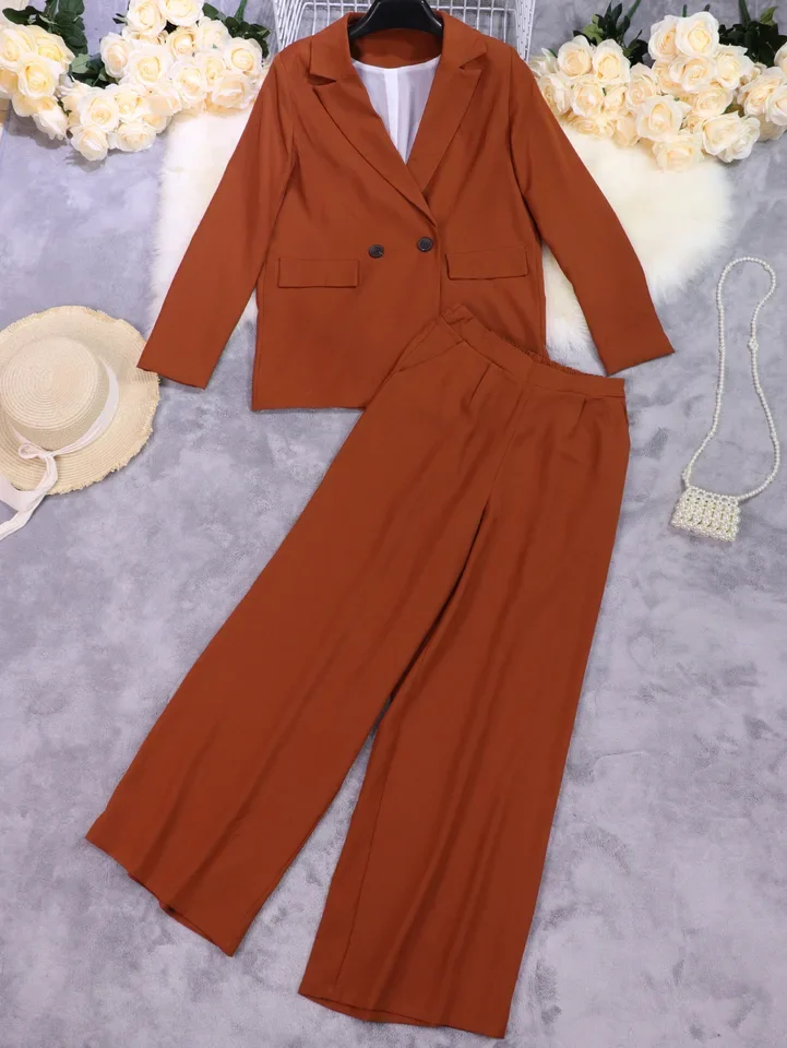Casual Professional Suit Suit Two-piece Set New  Wide Leg Pants 2 Piece Set For Women Autumn Winter Office Ladies Street Outfit