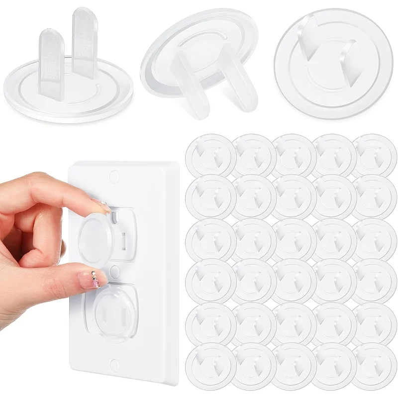 

24Pcs Baby Proof Socket Covers Anti-Shock Plastic Outlet Plugs with Remover Tool Durable Child Safety Guard for Household Wall Sockets