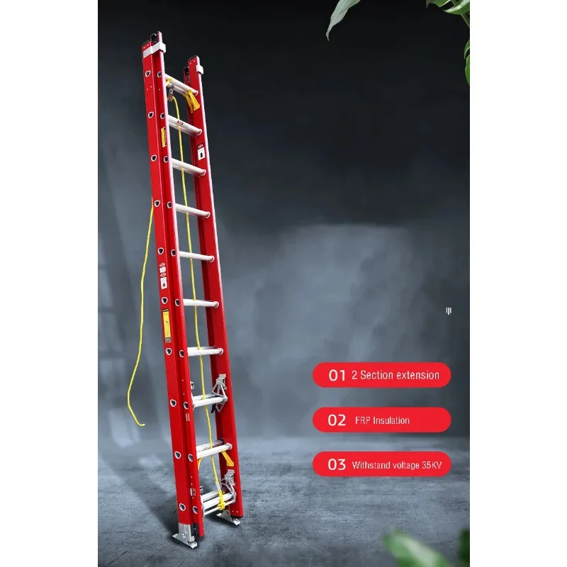 High Safety Telescopic Fiberglass Insulation Retractable Insulated Telescopic Ladder for Lineman