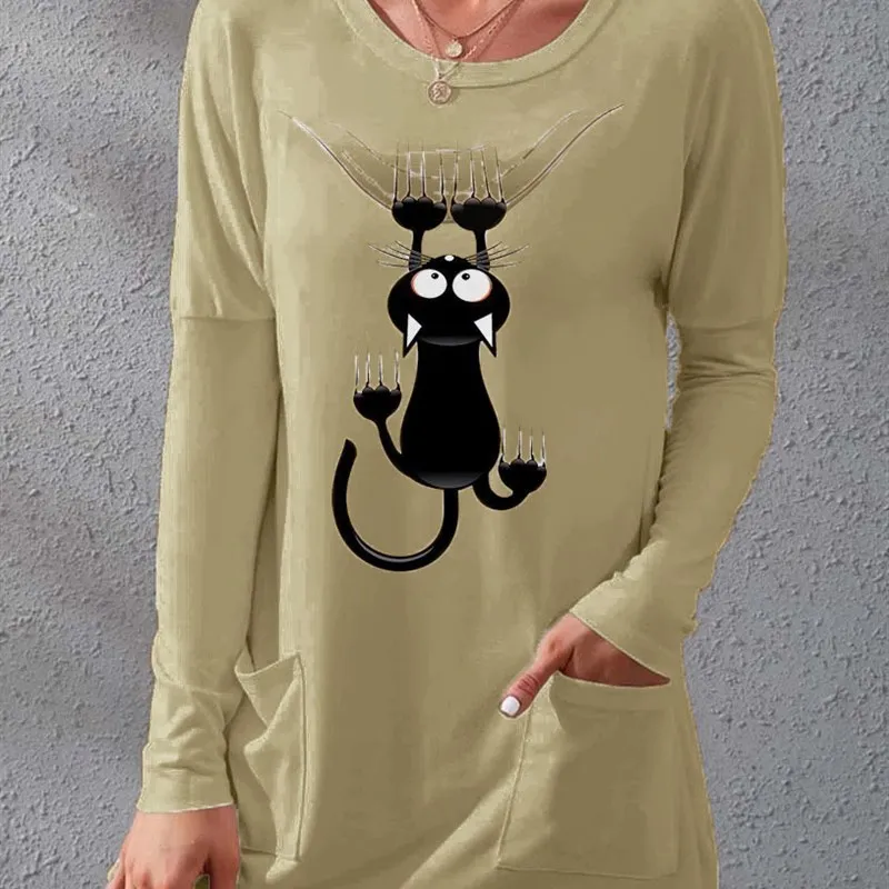 Automne 2025 EuropeUS femmes rondes Ne t-shirt Dr avec ket taille ample Polyester tissu longue Sve a-ligne jupe Dr