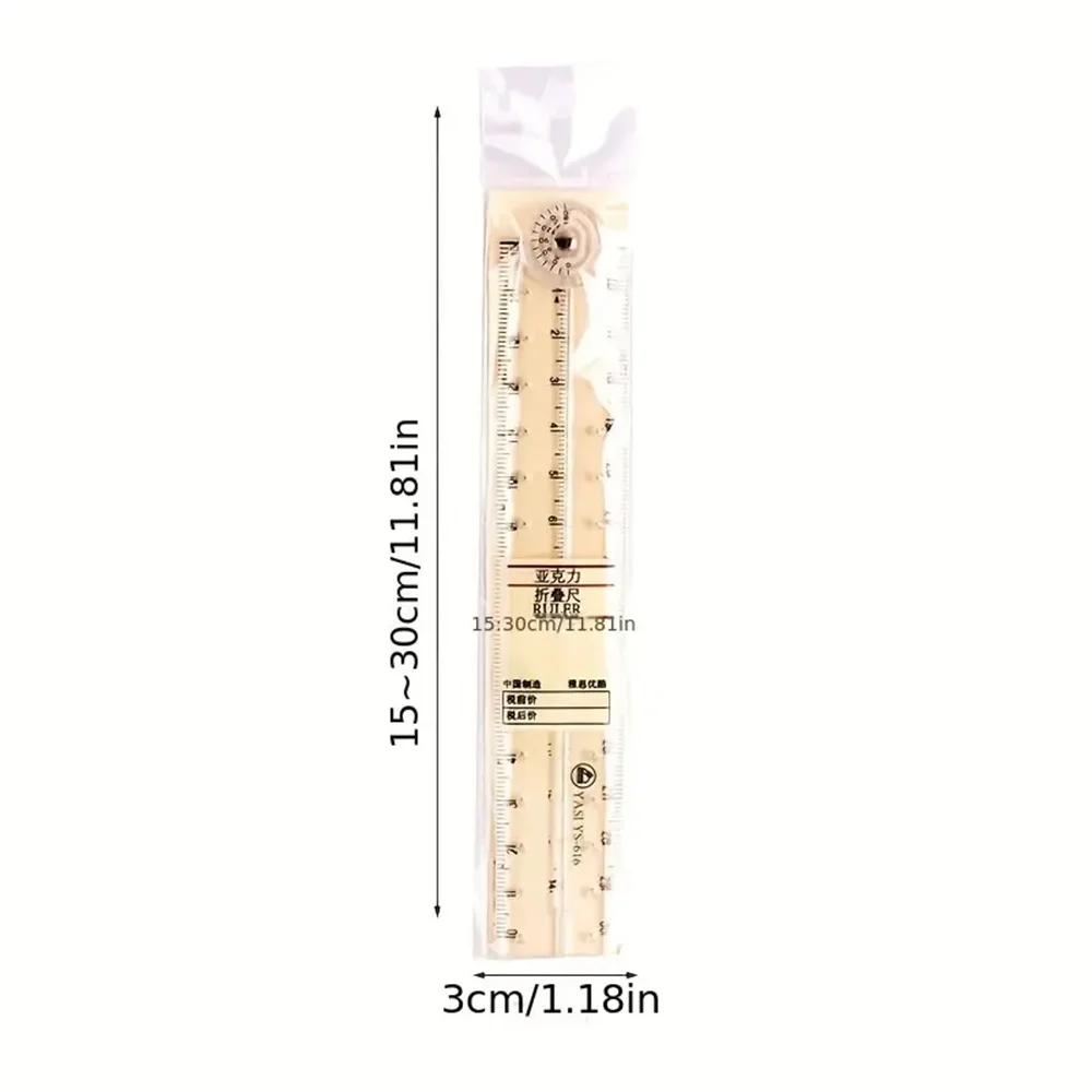 1pc Acrylic Folding Ruler - Ideal for School & Office Needs!