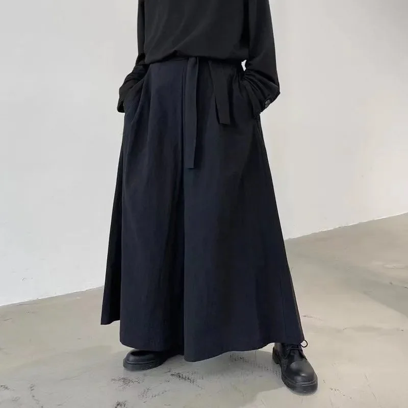 

Женская черная юбка-брюки, весенне-осенний стиль, свободные и узкие широкие юбки с высокой талией и нерегулярной талией