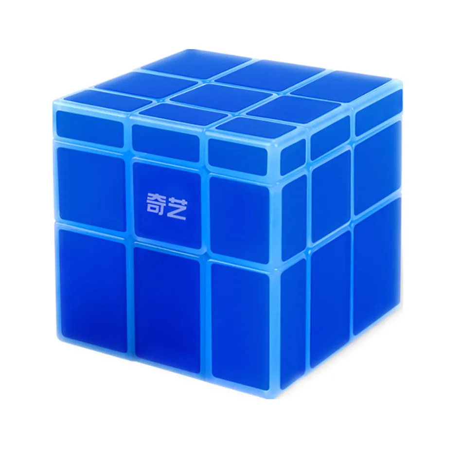 QiYi Floreszierender Spiegelwürfel 3X3 Lernpuzzle Zauberwürfel 3X3 Glow in Dark Blue Spielzeug für Kinder Geschenkspielzeug Cubo Magico