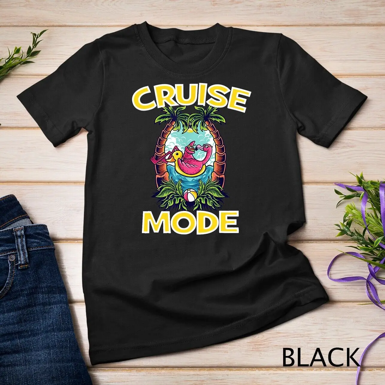 Cruise Mode Family Vacation Funny Ship Cruising Sunset Unisex T-shirt