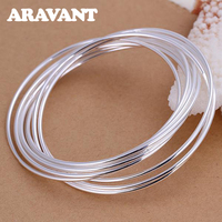 Aravant 2024 New 925 Silver 10 Circle Triple Ring Bangle For Men Women Fashion Jewelry