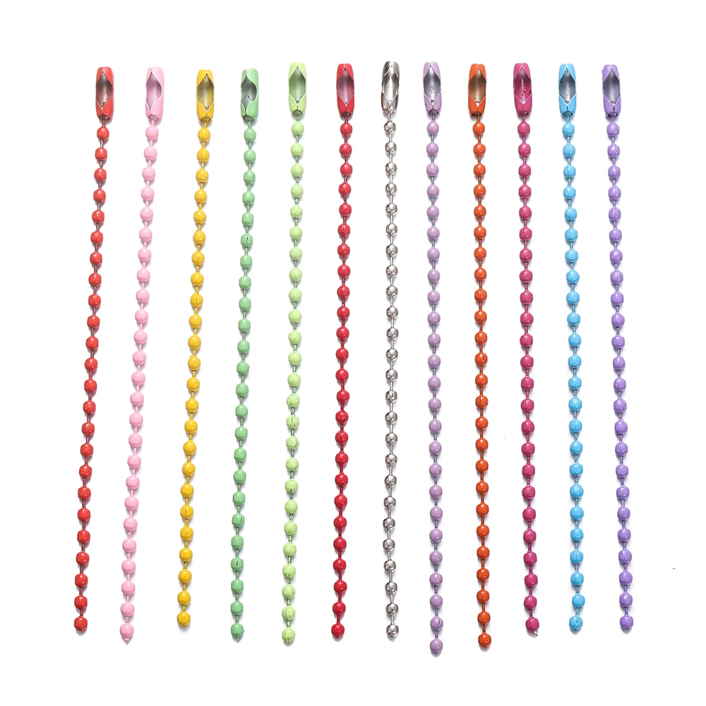 10Pcs 10cm Multicolor Metal Ball Bead Link Chains With Connector Clasps DIY Keychain Hand Tag Bracelet Jewelry Making Accessorie