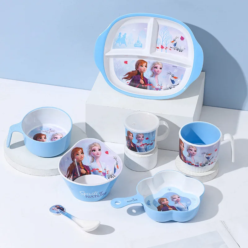 

Elsa Tableware Spoon Kids Bowl Home Use with Handle Kawaii Bowl Tableware Food-Grade Shatter-Resistant Rice Bowl Christmas Gift