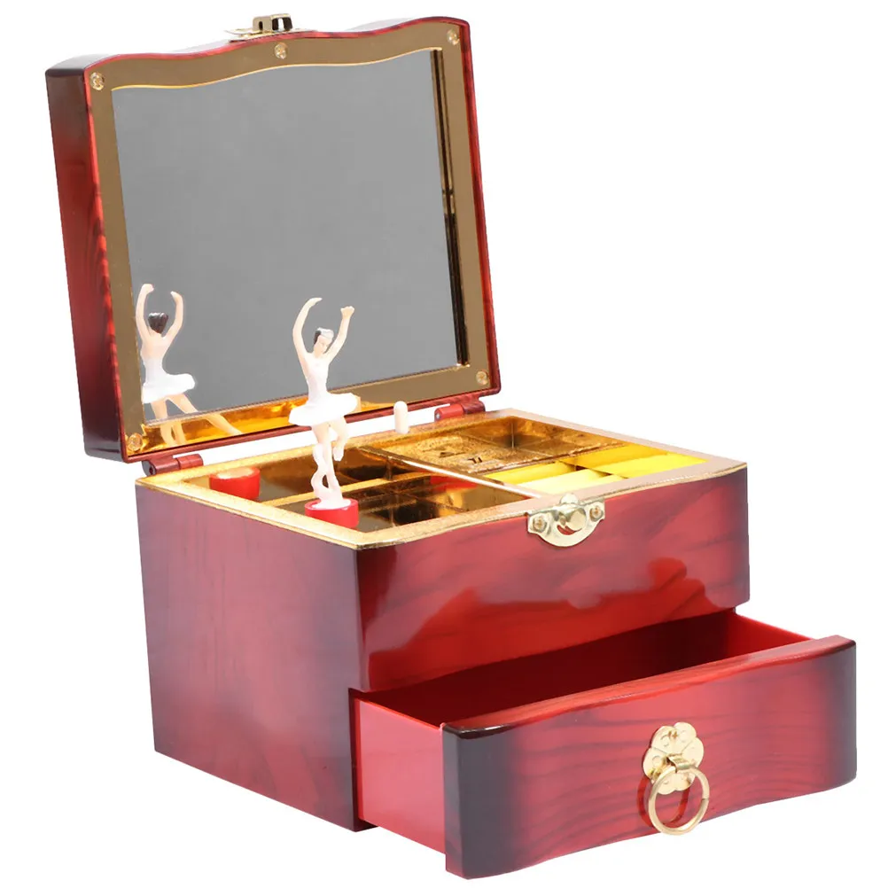 

Creative Music Jewelry Storage Box Red 2 in 1 Jewelry Box with Melody Function for Women Girls Dance Ballerina Design Musical