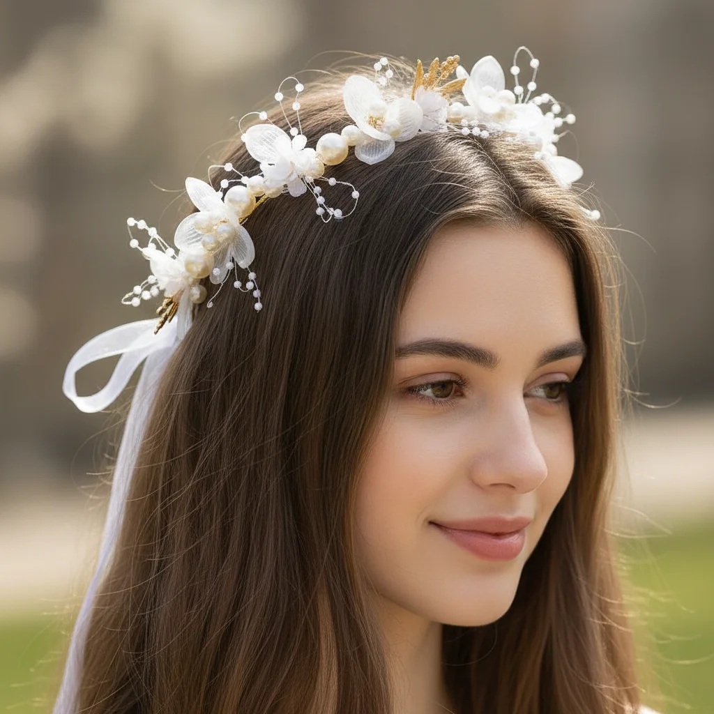 Pearl Flower Headband Bridal headdress Wedding Crown Fashion The wreath bracelet Band Tiaras Crystal Headpiece Hair Jewelrys