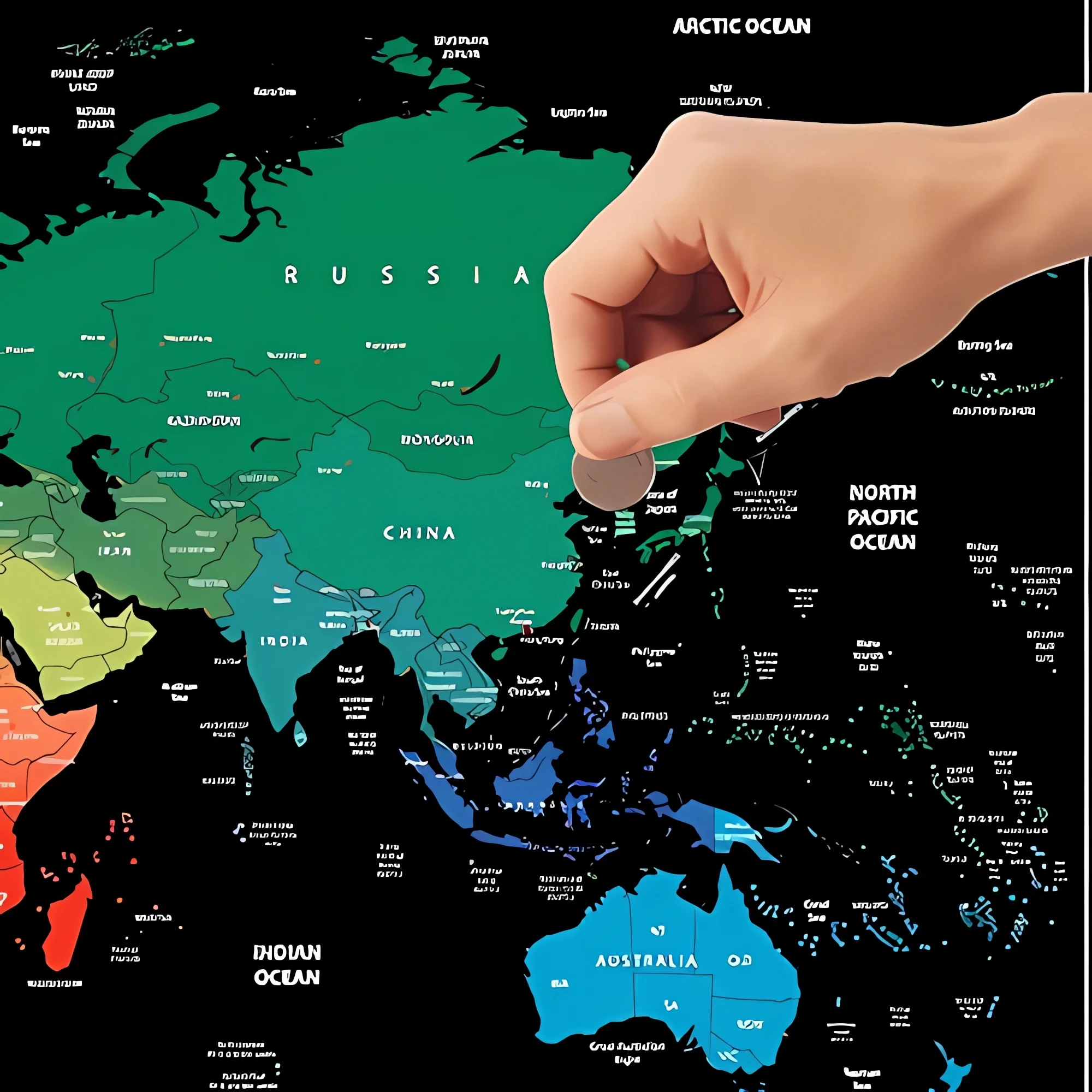 Travel Arts - Deluxe Scratch Cartography Wall Painting with Detailed Geographical Boundary Name, Perfect Office Supplies Gift