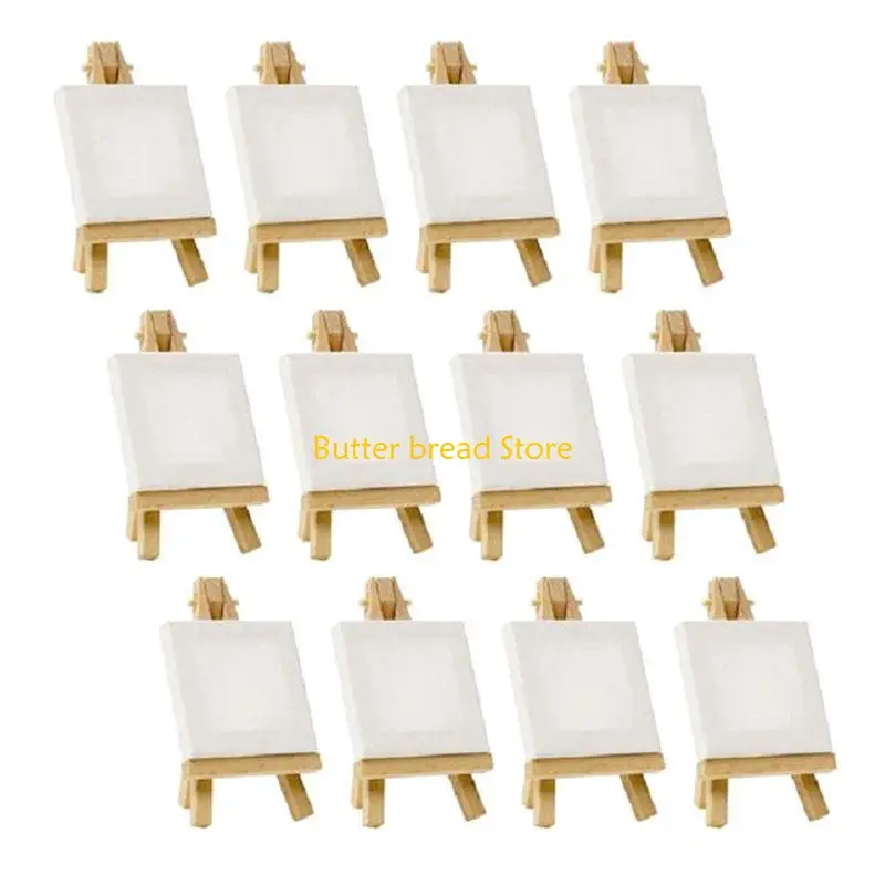 W89C 12 Pieces Artist Collapsible Wooden Desk Display Stand Tripod Canvas Holder for Paintings Artworks