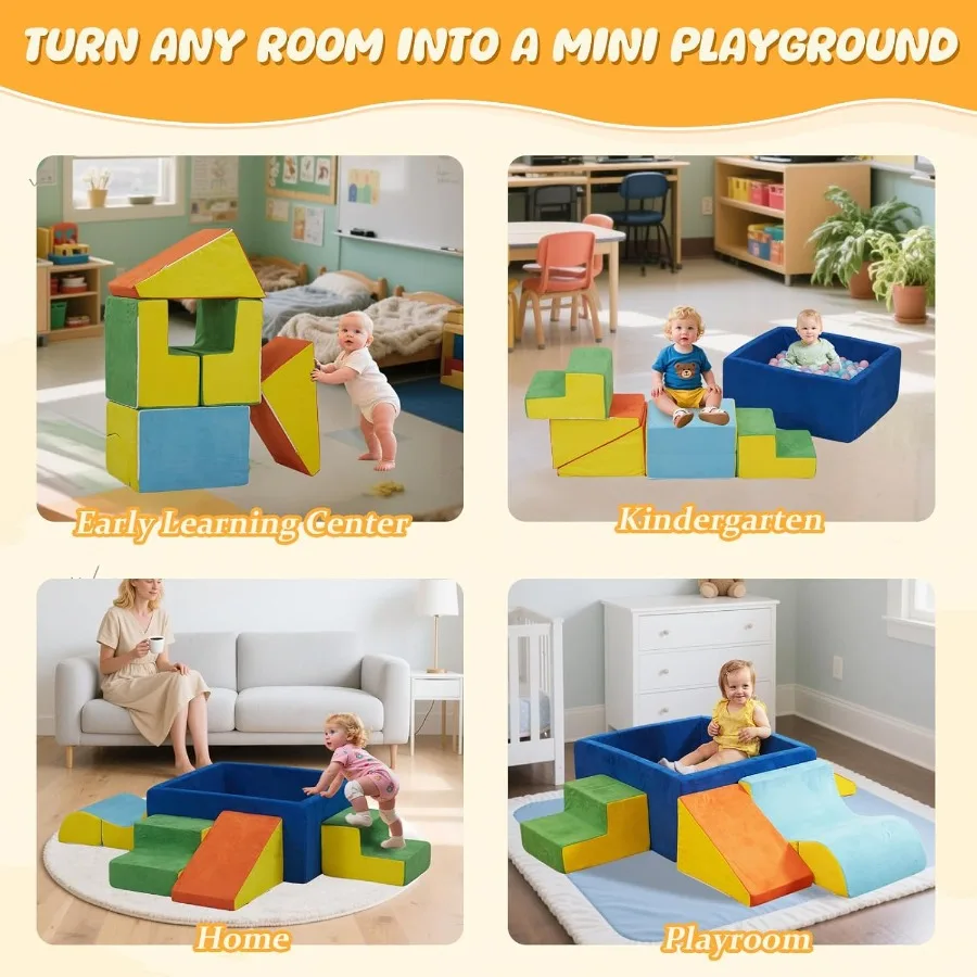 Blocs d'escalade en mousse souple et fosse à balles, 6 pièces, jouets d'escalade pour tout-petits, jeu doux coloré d'intérieur, escalade pour tout-petits pour ramper S