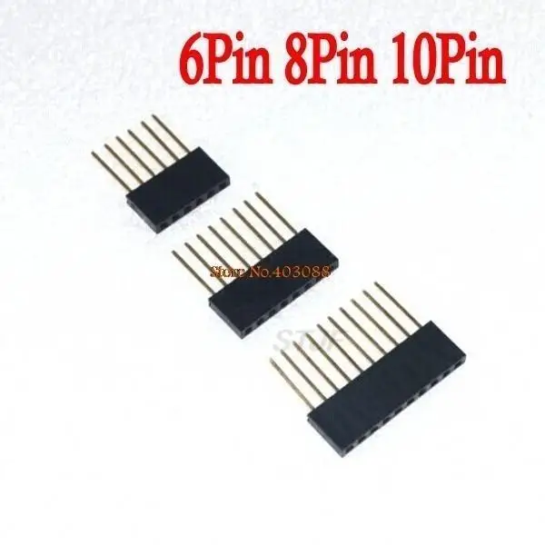 60PCS 2.54MM 6Pin 8Pin 10Pin 10MM Long Needle Female Pin Header Strip Stackable Header