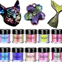 3g/tarro de polvo camaleónico para uñas, decoración con purpurina, pigmento metálico con efecto espejo en polvo para manualidades de resina y arte de uñas