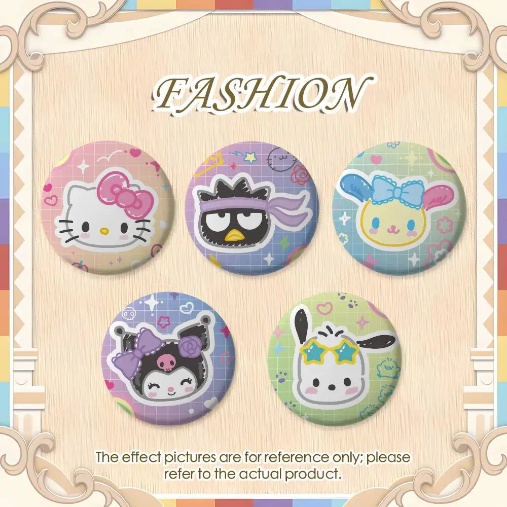 

Melody Kuromi Kitty Badges Round Exquisite Badge Brooches Creative Pins For Clothes Hat Backpack Gift Accessories
