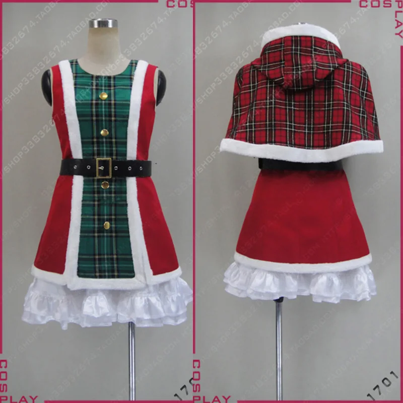 Customized! Lovelive Sonoda Umi Cosplay Christmas Plaid shawl women Winter Dress Costume