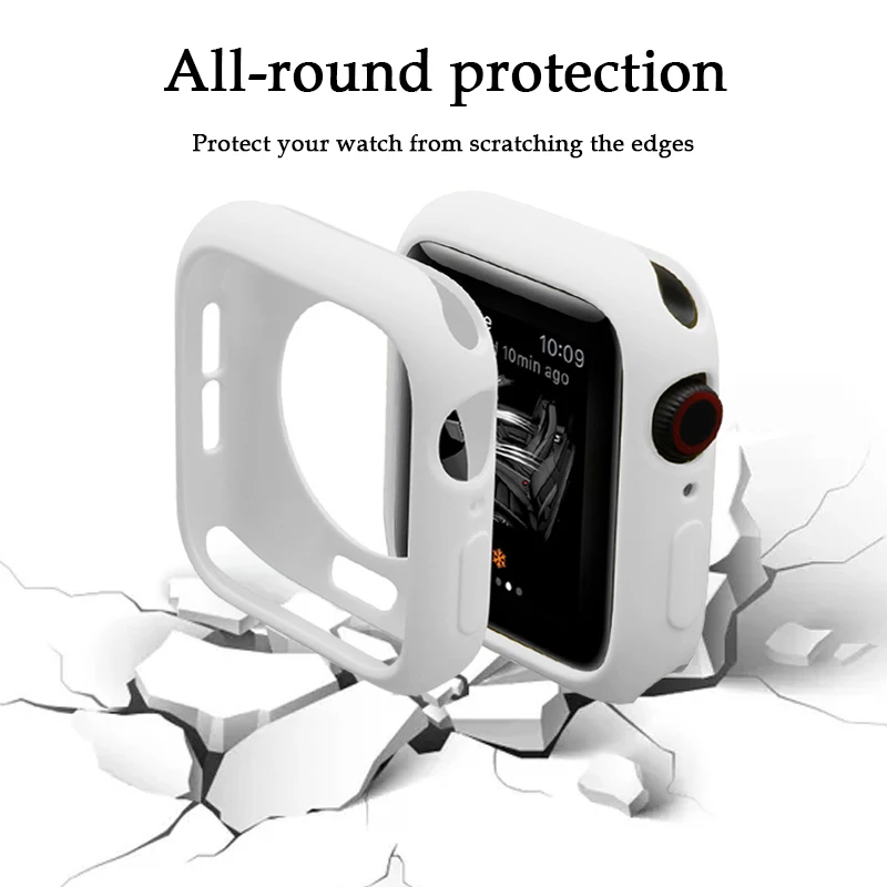 Soft Silicone Case For Apple Watch 45mm 41mm 40mm 44mm 42mm 38mm Screen Protector Bumper Cover For iWatch Series 9 8 7 6 SE 5 3