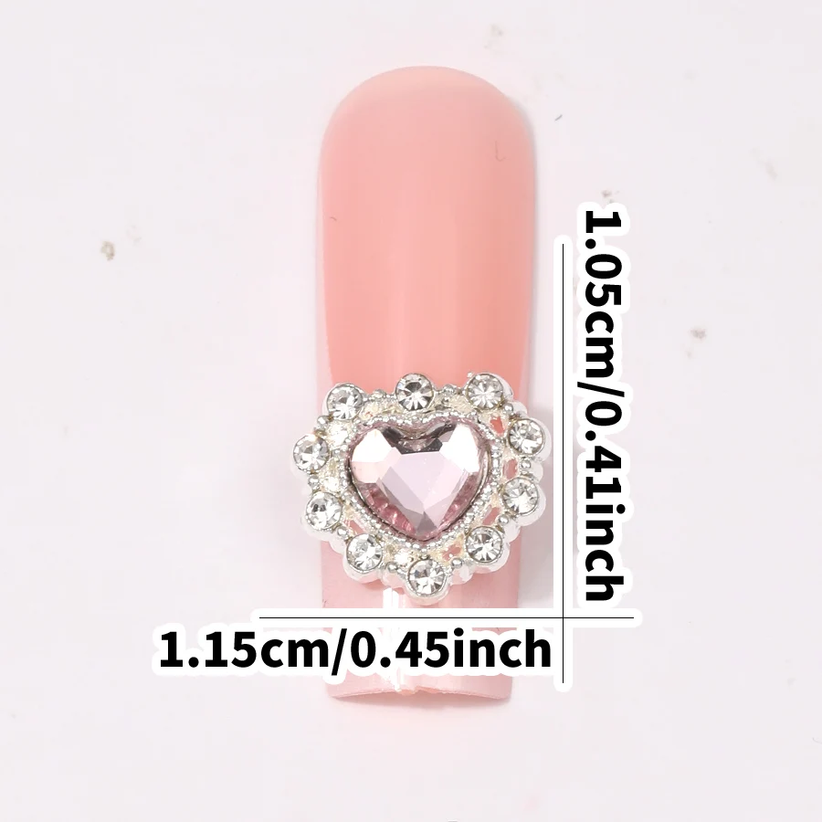 12 Grids Luxury 3D Heart Butterfly Nail Charms Y2K Sweet Pink Gems Lock Key Star Magic Wand Crown Nails Art Decorations Crafts