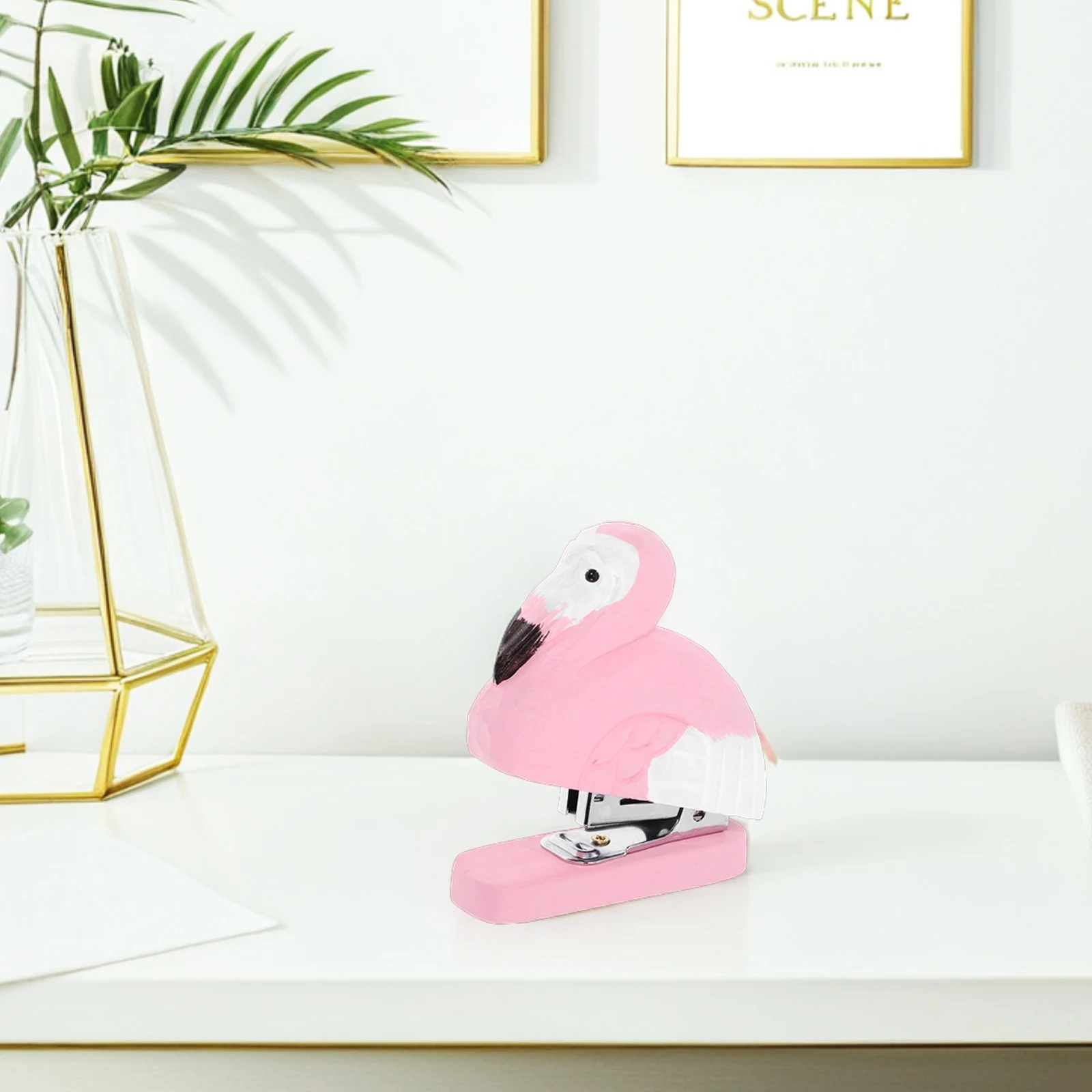 

Flamingo Stapler Wooden Office Decor Cute Animal Shaped Craft Pendant Desktop Decoration