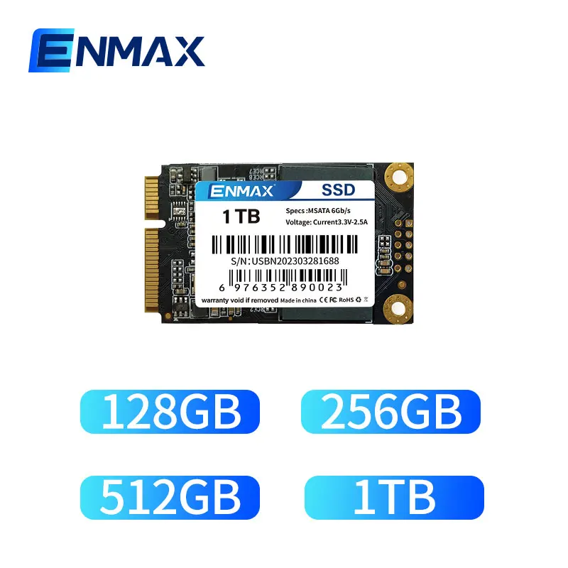 

ENMAX mSATA SSD 128GB 256GB 512GB 1TB Mini SATA III 6GB/S Computer 30x50mm Internal Solid State Hard Drive For Dell Lenovo